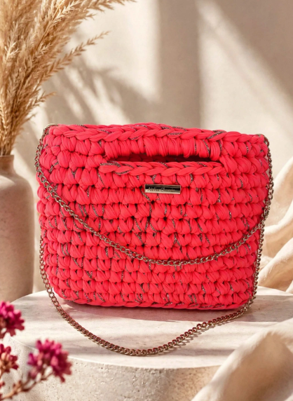 Sac Naya L - Prêt à expédier | Néon Corail fil doré