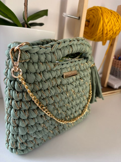 Sac Naya M - Prêt à expédier | Sauge fil doré avec doublure