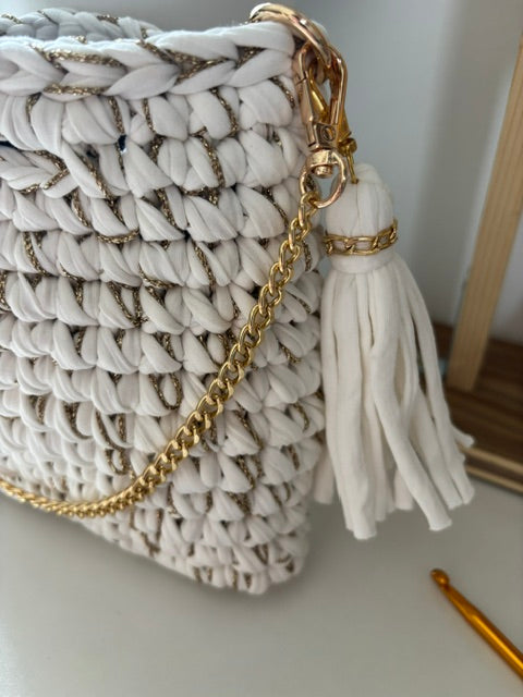 Sac Naya M - Prêt à expédier | Blanc fil doré avec doublure