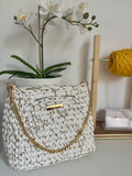 Sac Naya M - Prêt à expédier | Blanc fil doré avec doublure